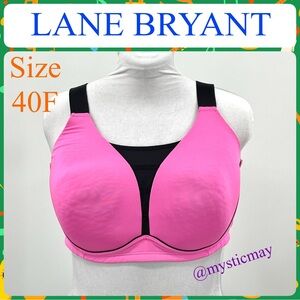Lane Bryant LIVI Wireless Pink w Black Medium Impact Wicking Sports Bra Size 40F